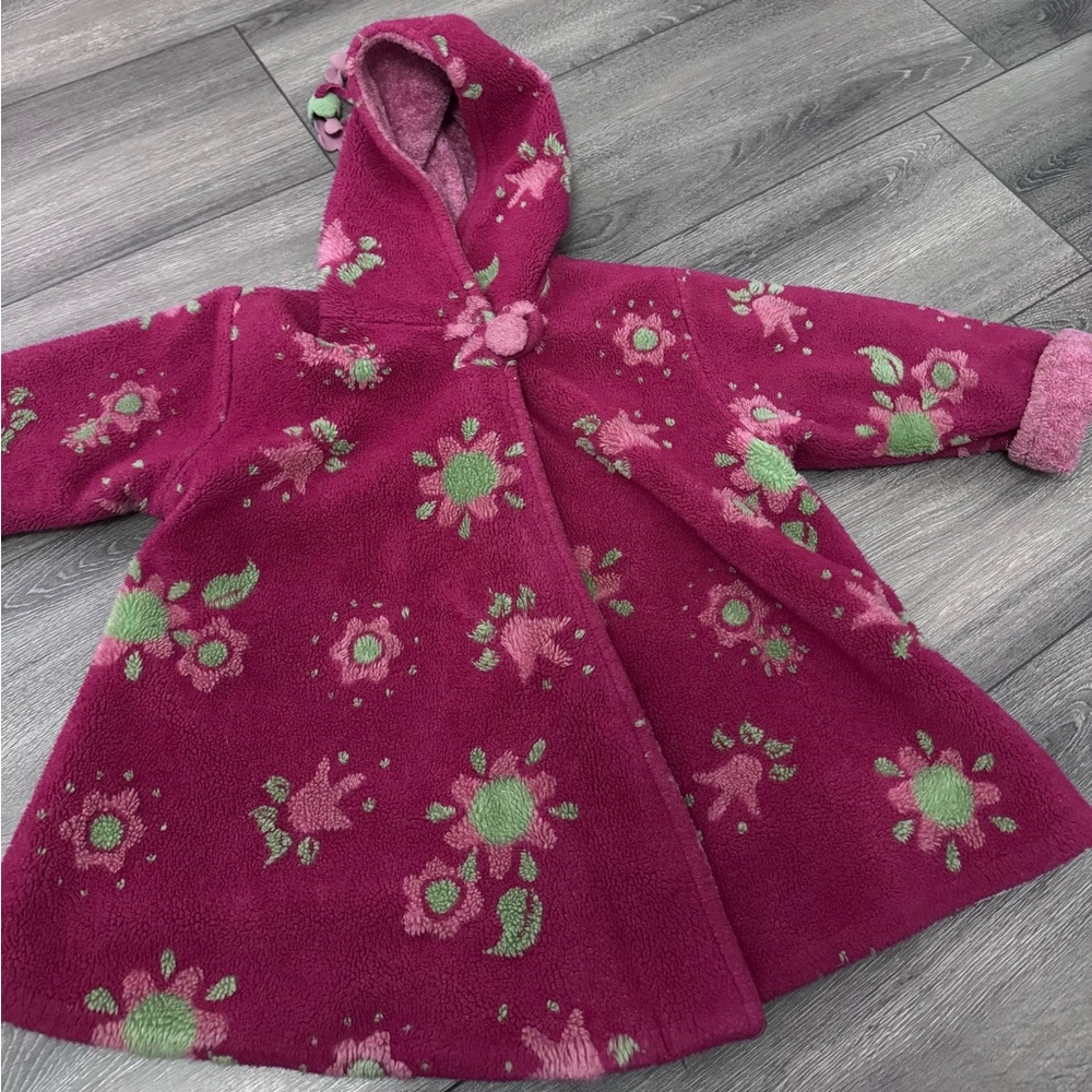 Charming Floral Kids Hooded Coat
